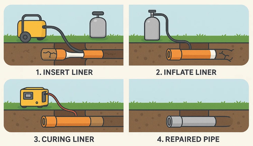 trenchless drain repair using Pipe relining