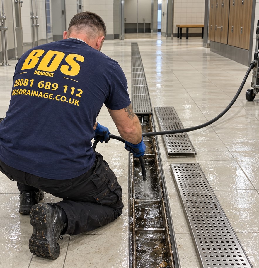 Blocked shower toilet and changing-room drains